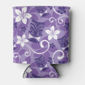 ルアウ（ハワイ式宴会）チキ模様（紫） 缶クーラー (正面)