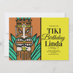 ルアウ（ハワイ式宴会）ティキジャングルバースデーパーティー 招待状