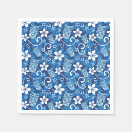 ルアウ（ハワイ式宴会）ティキデザイン（明るい青） スタンダードカクテルナプキン