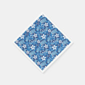 ルアウ（ハワイ式宴会）ティキデザイン（明るい青） スタンダードカクテルナプキン (角)