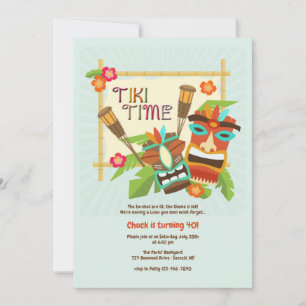 ルアウ（ハワイ式宴会）ティキパーティー 招待状