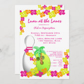 ルアウ(ハワイ式宴会)テーマボーリング 招待状 (正面/裏面)