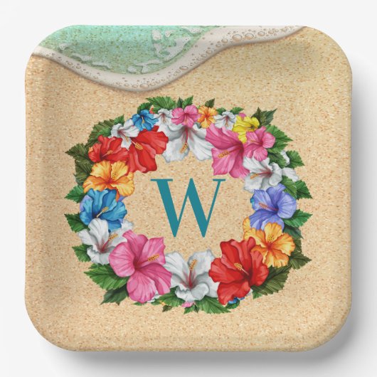 ルアウ（ハワイ式宴会）テーマ ペーパープレート (正面)