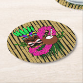 ルアウ（ハワイ式宴会）テーマ ラウンドペーパーコースター (アングル)