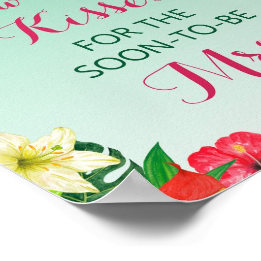 ルアウ（ハワイ式宴会）トロピカルウェルカムサイン – ブライダルシャワーサイン ポスター (角)