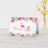 ルアウ(ハワイ式宴会)トロピカルガール1stファースト誕生日サンキューユナイテッド カード (黄色い花)