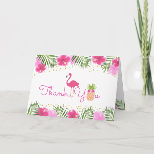 ルアウ(ハワイ式宴会)トロピカルガール1stファースト誕生日サンキューユナイテッド カード (正面)