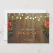 ルアウ（ハワイ式宴会）トロピカルビーチライトズフローラブライドメイド 招待状 (正面)