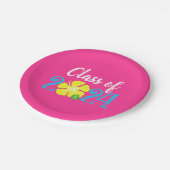 ルアウ（ハワイ式宴会）トロピカルピンク卒業紙プレート ペーパープレート (アングル)