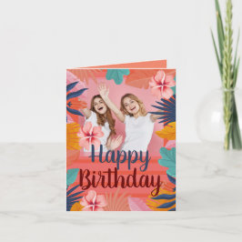 ルアウ（ハワイ式宴会）トロピカルフォトバースデーカード 招待状