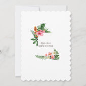 ルアウ（ハワイ式宴会）トロピカルフラワーズインビタシオンデベビーシャワー 招待状 (裏面)