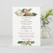 ルアウ（ハワイ式宴会）トロピカルフラワーズインビタシオンデベビーシャワー 招待状 (スタンド正面)