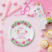 ルアウ（ハワイ式宴会）トロピカルフローラガール第2秒誕生日 ペーパープレート (パーティー)