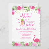 ルアウ(ハワイ式宴会)トロピカルフローラガール第2秒誕生日 招待状 (正面)