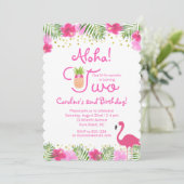ルアウ(ハワイ式宴会)トロピカルフローラガール第2秒誕生日 招待状 (スタンド正面)