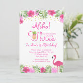 ルアウ(ハワイ式宴会)トロピカルフローラガール第3誕生日 招待状 (スタンド正面)
