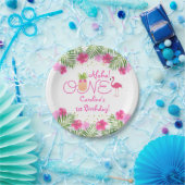 ルアウ(ハワイ式宴会)トロピカルフローラガール1st第1誕生日 ペーパープレート (パーティー)