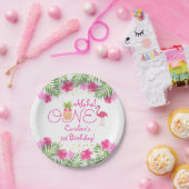 ルアウ(ハワイ式宴会)トロピカルフローラガール1st第1誕生日 ペーパープレート (パーティー)