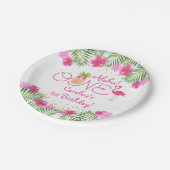 ルアウ(ハワイ式宴会)トロピカルフローラガール1st第1誕生日 ペーパープレート (アングル)