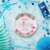 ルアウ（ハワイ式宴会）トロピカルフローラガール1st第1誕生日 ペーパープレート (パーティー)