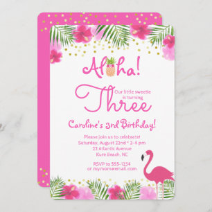 ルアウ（ハワイ式宴会）トロピカルフローラガール3rdサード誕生日インビット 招待状
