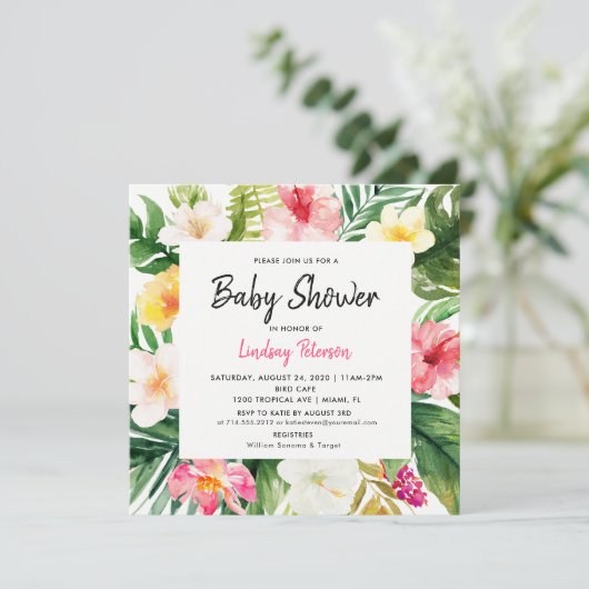 ルアウ(ハワイ式宴会)トロピッ葉クスサマースクエアベイビーシャワー 招待状 (スタンド正面)