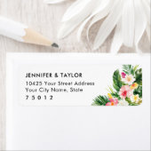 ルアウ(ハワイ式宴会)トロピッ葉ク結婚・差出人住所ラベル ラベル (インサイチュ)