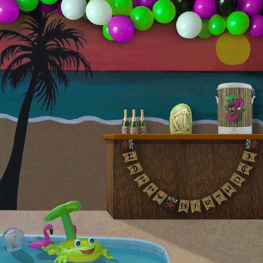 ルアウ(ハワイ式宴会)トータムズバンブハッピーバースデー バンティングフラッグ