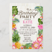 ルアウ(ハワイ式宴会)ハウィアンビーチ誕生素朴パーティー 招待状 (正面/裏面)