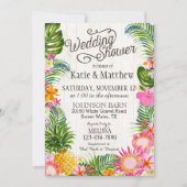 ルアウ（ハワイ式宴会）ハワイアンビーチ素朴ウェディングシャワー 招待状 (正面)