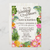 ルアウ(ハワイ式宴会)ハワイアンビーチ素朴ウェディングシャワー 招待状 (正面/裏面)