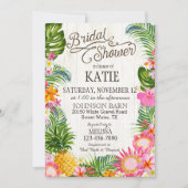 ルアウ（ハワイ式宴会）ハワイアンビーチ素朴ブライダルシャワー 招待状 (正面)