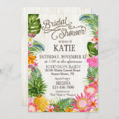 ルアウ（ハワイ式宴会）ハワイアンビーチ素朴ブライダルシャワー 招待状 (正面/裏面)