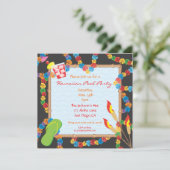 ルアウ(ハワイ式宴会)ハワイアンプールパーティの招待状カード 招待状 (スタンド正面)