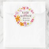 ルアウ(ハワイ式宴会)ハワイアンレイ素朴ビーチ結婚式ラベル ラウンドシール (バッグ)