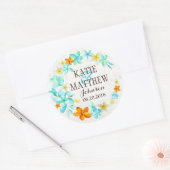 ルアウ（ハワイ式宴会）ハワイアンレイ素朴ビーチ結婚式ラベル ラウンドシール (封筒)