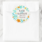 ルアウ（ハワイ式宴会）ハワイアンレイ素朴ビーチ結婚式ラベル ラウンドシール (バッグ)