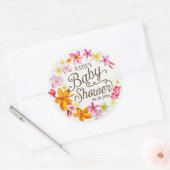 ルアウ（ハワイ式宴会）ハワイアンレイ素朴赤ちゃんシャワーラベル ラウンドシール (封筒)