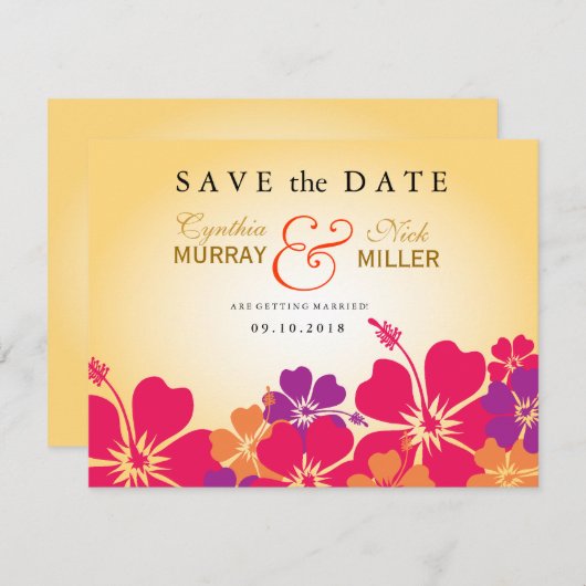 ルアウ(ハワイ式宴会)/ハワイアン日付カードの保存 セーブザデート (正面/裏面)