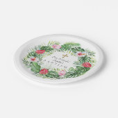 ルアウ(ハワイ式宴会)ハワイアン熱帯花リースバプテスマ ペーパープレート (アングル)