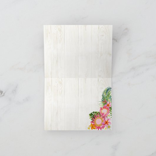 ルアウ(ハワイ式宴会)ハワイアン素朴ビーチサンキューカード サンキューカード (内部)