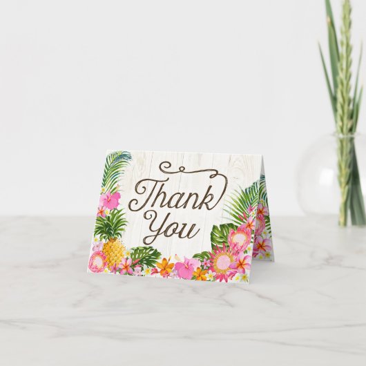 ルアウ(ハワイ式宴会)ハワイアン素朴ビーチサンキューカード サンキューカード (正面)
