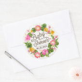 ルアウ（ハワイ式宴会）ハワイアン素朴ビーチベビーシャワーラベル ラウンドシール (封筒)