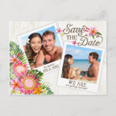 ルアウ（ハワイ式宴会）ハワイアン素朴ビーチ日付の保存 案内ポストカード (正面)
