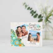 ルアウ（ハワイ式宴会）ハワイアン素朴ビーチ日付の保存 案内ポストカード (スタンド正面)