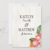 ルアウ（ハワイ式宴会）ハワイアン素朴ビーチ結婚s 招待状 (裏面)