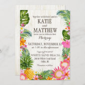 ルアウ（ハワイ式宴会）ハワイアン素朴ビーチ結婚s 招待状 (正面/裏面)