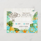 ルアウ（ハワイ式宴会）ハワイアン結婚のビーチ素朴ビーチRSVPカード 出欠カード (正面/裏面)