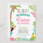ルアウ（ハワイ式宴会）ハワイアン誕生日 招待状 (正面)