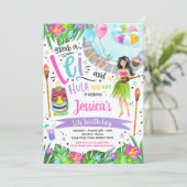 ルアウ（ハワイ式宴会）バースデーパーティハワイアンパイナップルパーティー 招待状 (スタンド正面)